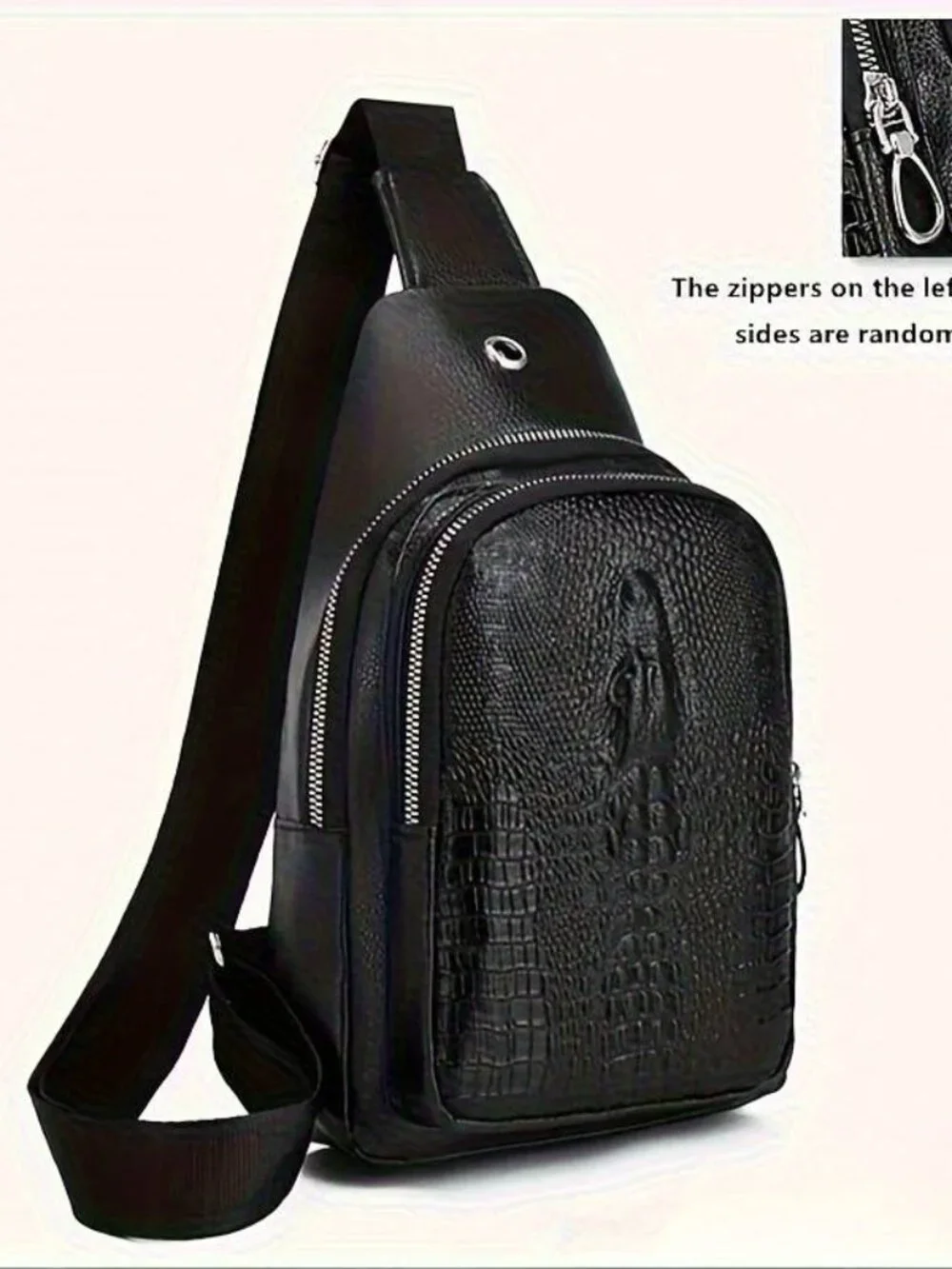 Crocodile Pattern Chest Bag with Earphone Hole Casual Shoulder Messenger Bag
